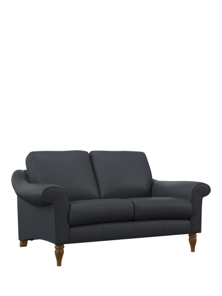John Lewis Camber Small 2 Seater Leather Sofa, Light Leg, Matt Navy