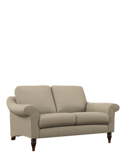 John Lewis Camber Small 2 Seater Leather Sofa, Dark Leg, Matt Pearl