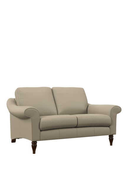 John Lewis Camber Small 2 Seater Leather Sofa, Dark Leg, Matt Pearl