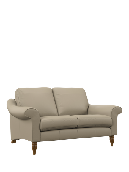 John Lewis Camber Small 2 Seater Leather Sofa, Light Leg, Matt Pearl