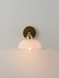 houseof Flower Glass Sconce Adjustable Wall Light, Brass/White, Brass/White