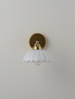 houseof Flower Glass Sconce Adjustable Wall Light, Brass/White - view 2, Brass/White