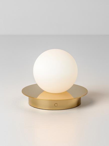 houseof Opal Disk Rechargeable Cordless Table Lamp, Brass, Brass