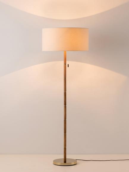 houseof Wood & Metal Disk Floor Lamp, Brass, Brass