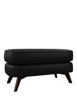 John Lewis Barbican Leather Footstool, Dark Leg, Black