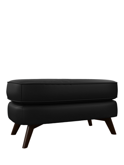 John Lewis Barbican Leather Footstool, Dark Leg, Black