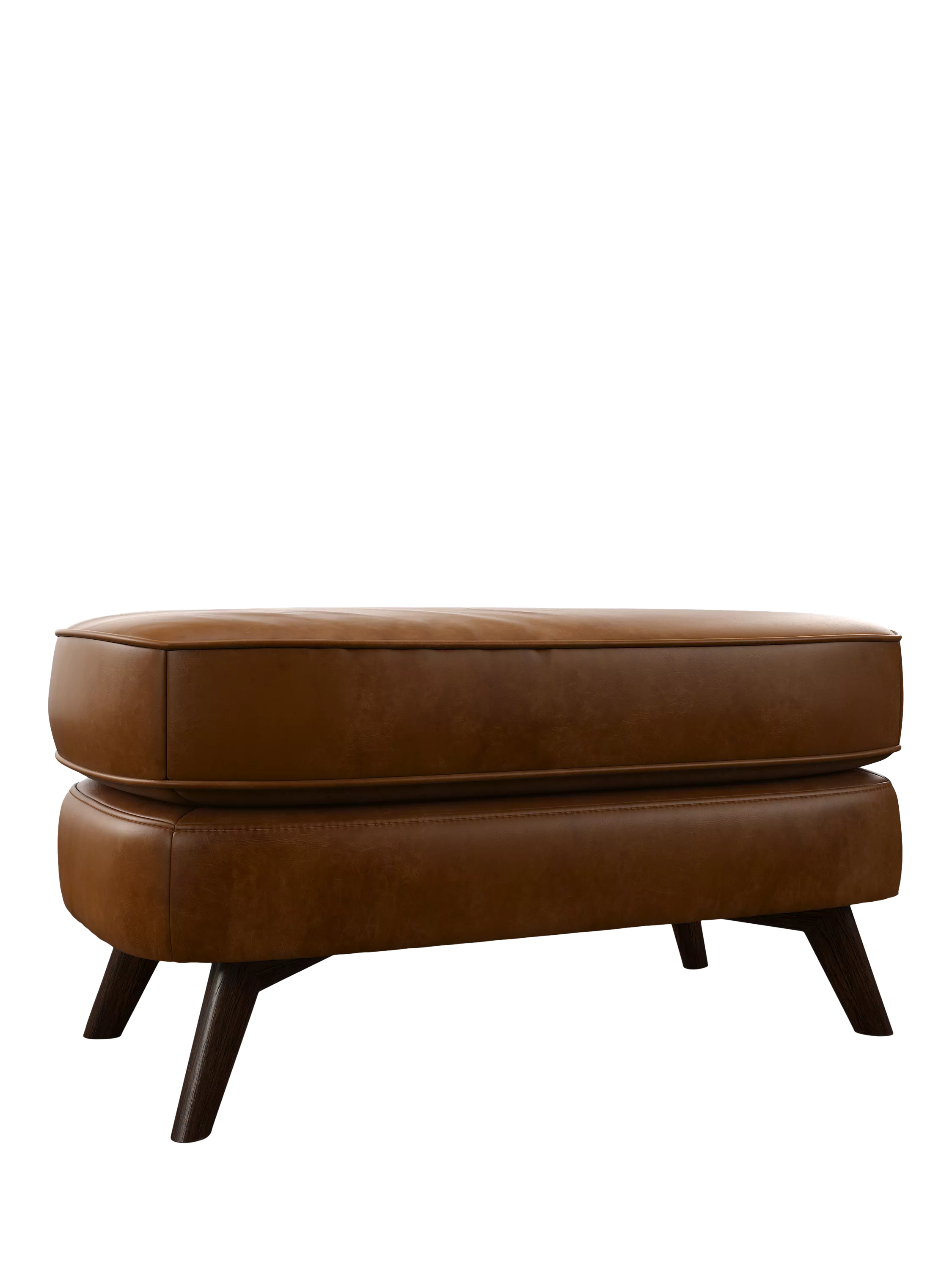 John Lewis Barbican Leather Footstool, Dark Leg