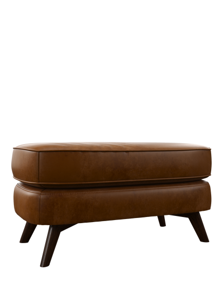 John Lewis Barbican Leather Footstool, Dark Leg, Caramel
