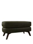 John Lewis Barbican Leather Footstool, Dark Leg, Green