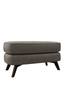 John Lewis Barbican Leather Footstool, Dark Leg, Grey