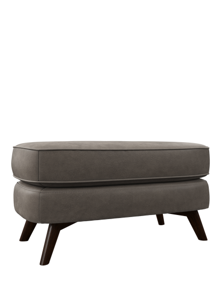 John Lewis Barbican Leather Footstool, Dark Leg, Grey