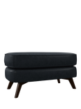 John Lewis Barbican Leather Footstool, Dark Leg, Vintage Jeans