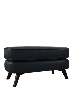 John Lewis Barbican Leather Footstool, Dark Leg, Jeans
