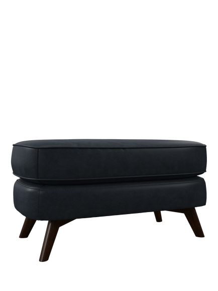John Lewis Barbican Leather Footstool, Dark Leg, Jeans