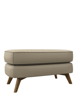 John Lewis Barbican Leather Footstool, Light Leg, Matt Pearl