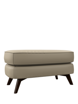 John Lewis Barbican Leather Footstool, Dark Leg, Perl