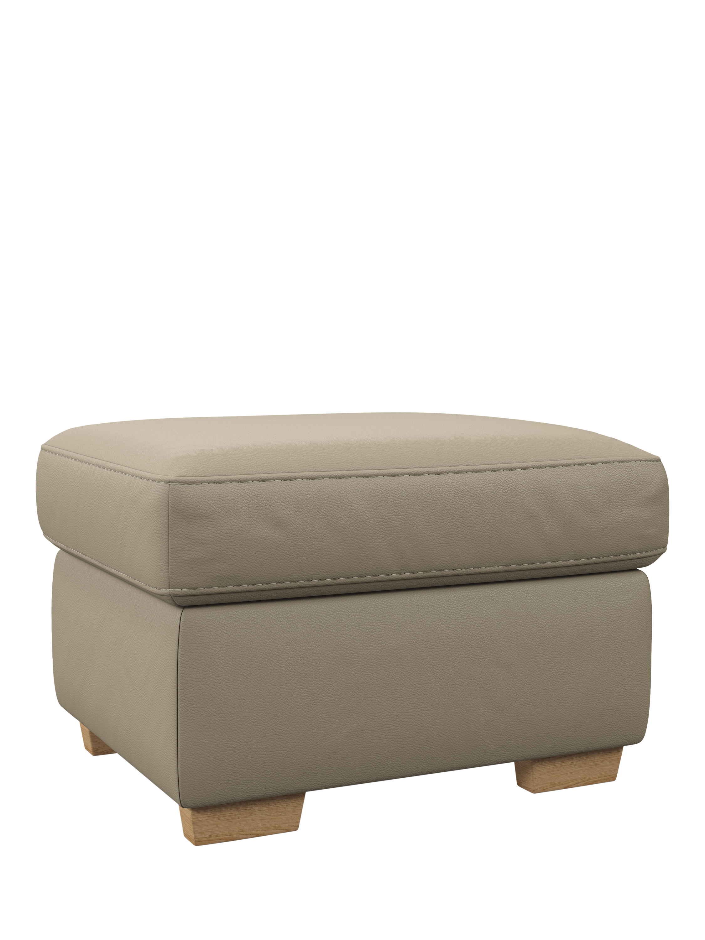 Camden Range, John Lewis Camden Leather Storage Footstool, Light Leg, Matt Pearl