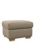 John Lewis Camden Leather Storage Footstool, Light Leg