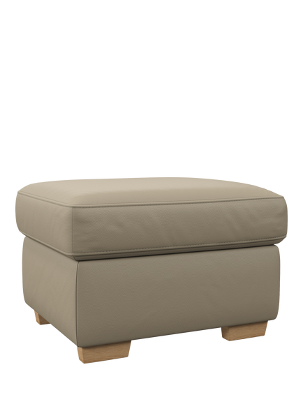 John Lewis Camden Leather Storage Footstool, Light Leg, Matt Pearl