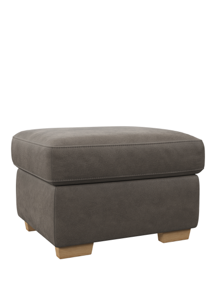 John Lewis Camden Leather Storage Footstool, Light Leg, Demetra Grey