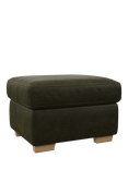John Lewis Camden Leather Storage Footstool, Light Leg, Demetra Green