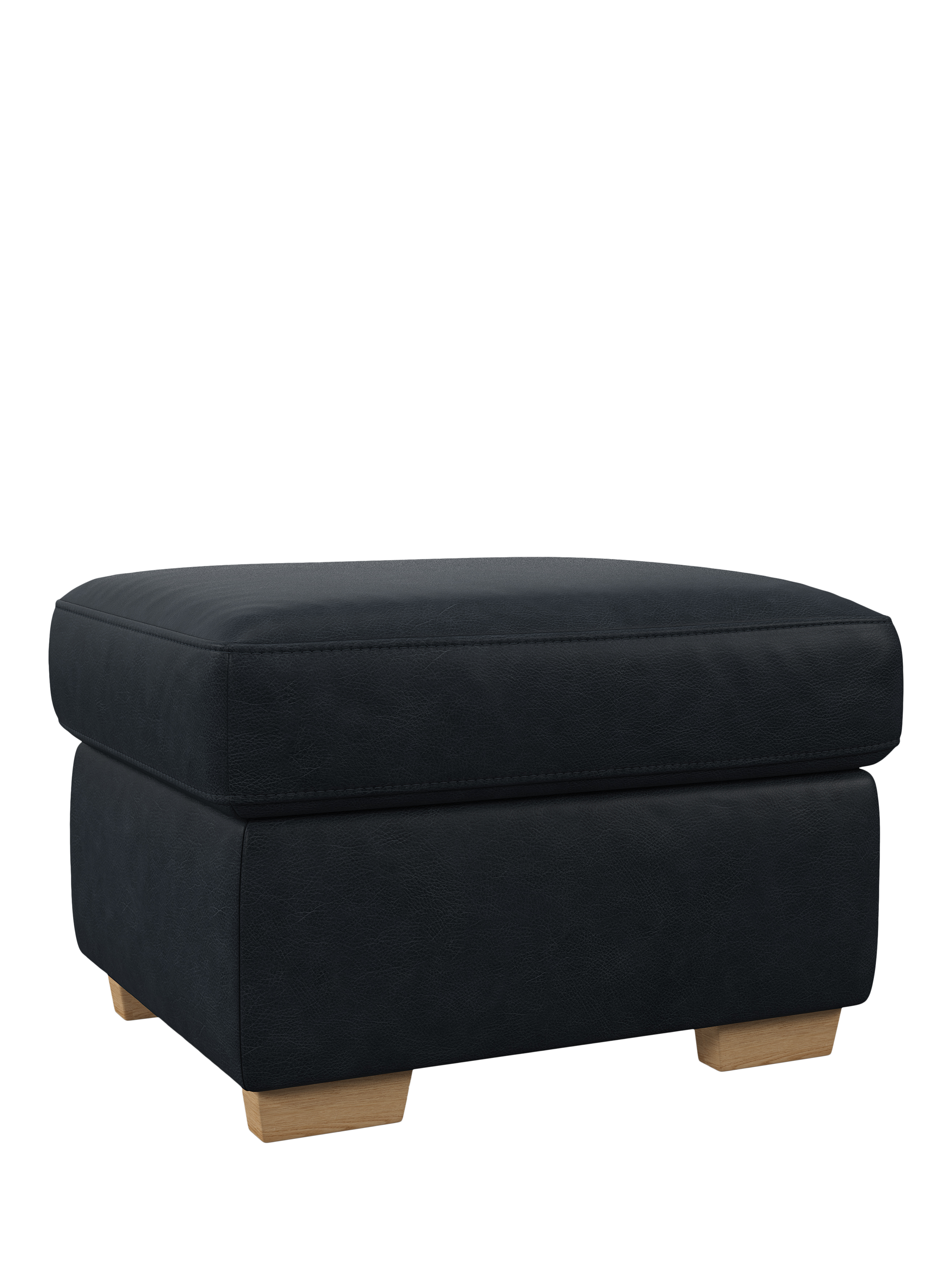 Camden Range, John Lewis Camden Leather Storage Footstool, Light Leg, Vintage Jeans
