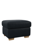 John Lewis Camden Leather Storage Footstool, Light Leg, Vintage Jeans