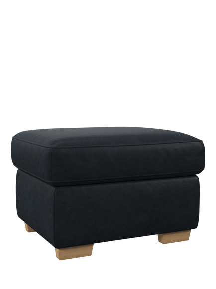 John Lewis Camden Leather Storage Footstool, Light Leg, Vintage Jeans