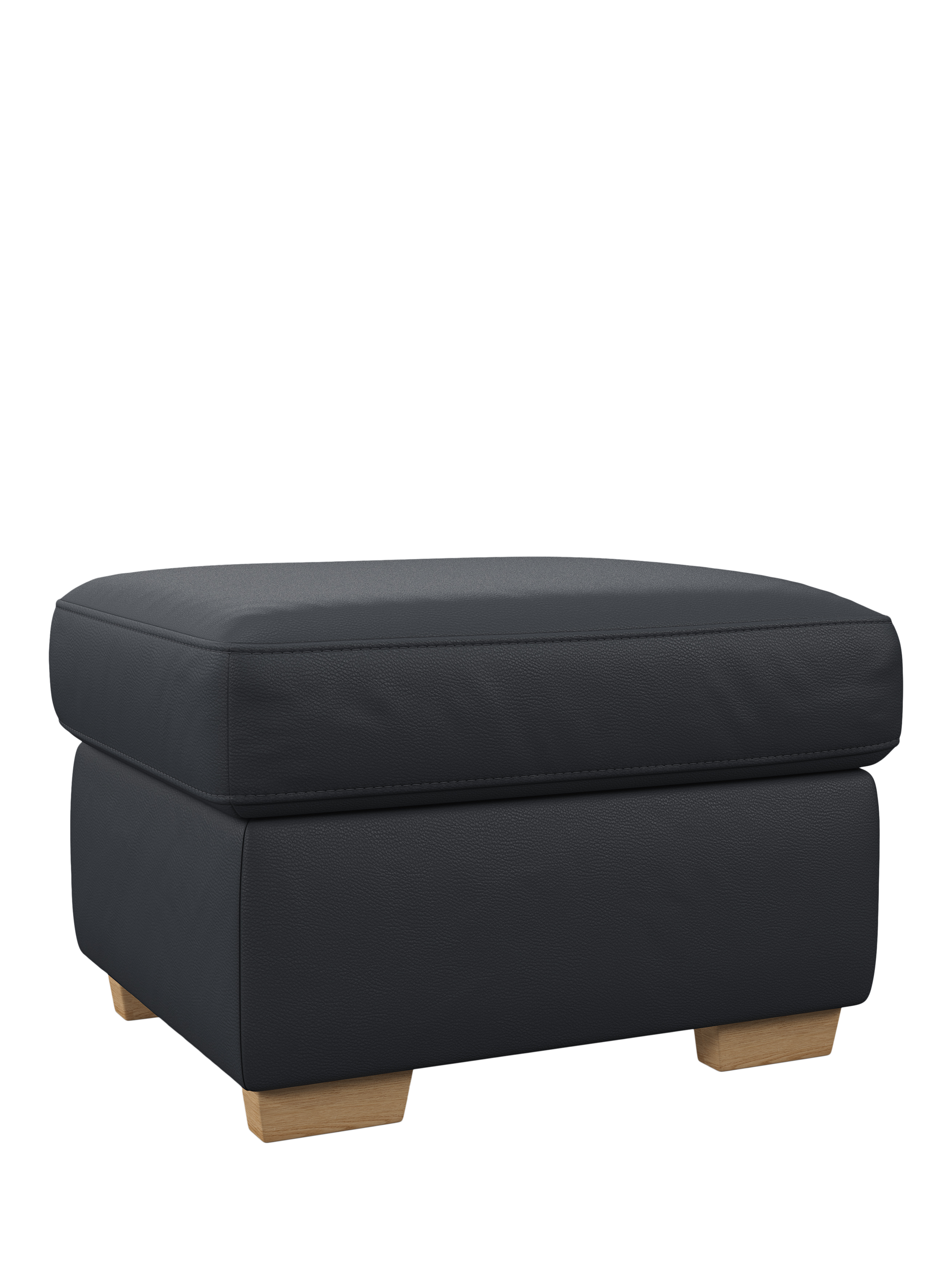 Camden Range, John Lewis Camden Leather Storage Footstool, Light Leg, Matt Navy