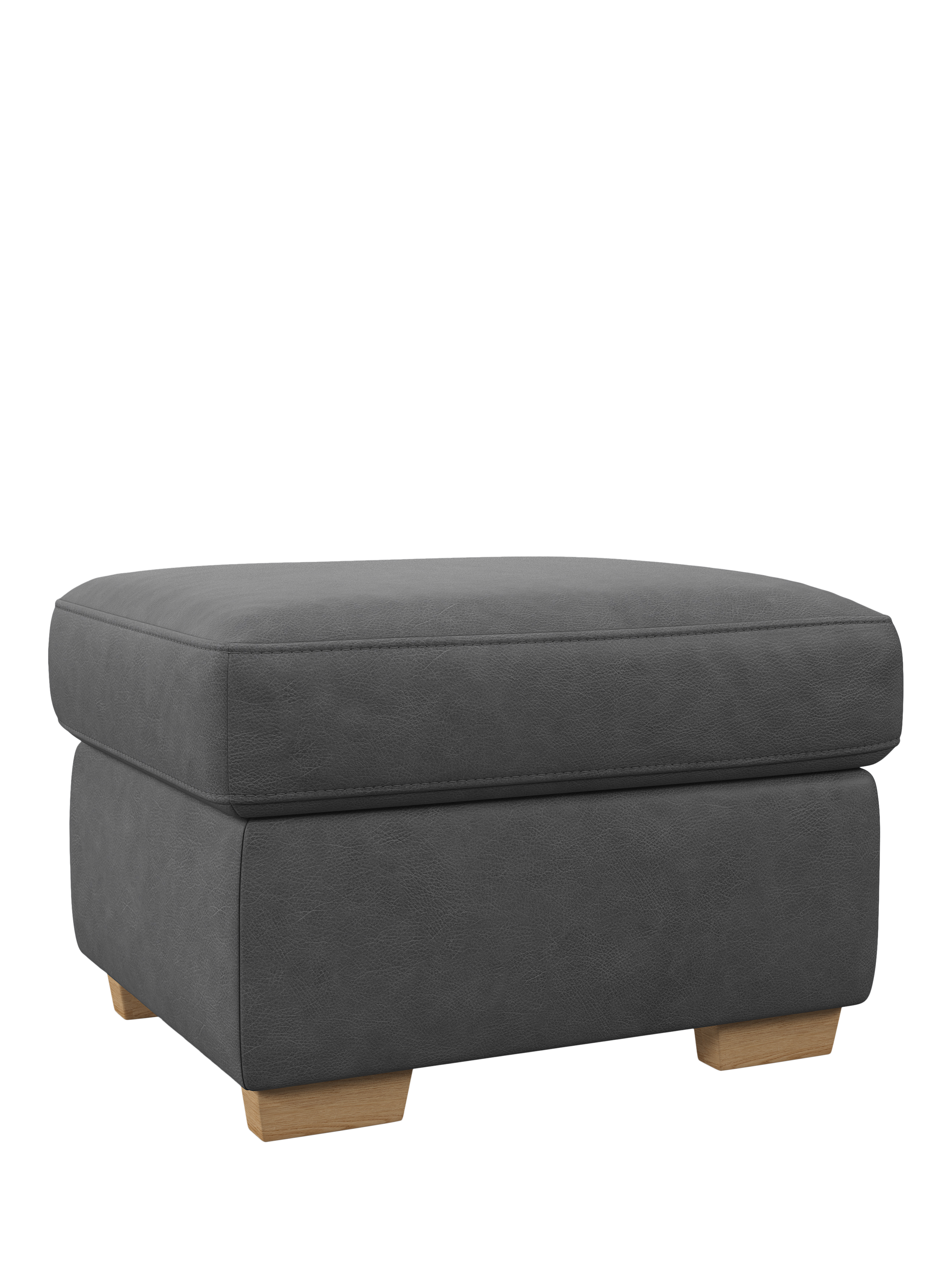 Camden Range, John Lewis Camden Leather Storage Footstool, Light Leg, Vintage Shadow