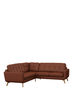 John Lewis Barbican Leather Corner Sofa, Light Leg, Matt Chestnut