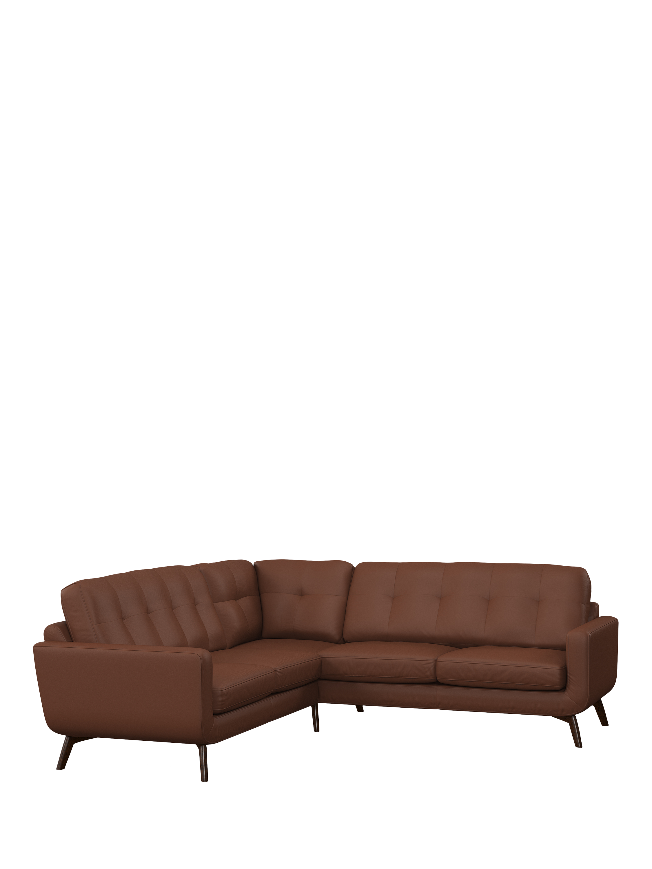 Barbican Range, John Lewis Barbican 5+ Seater Corner Leather Sofa, Dark Leg, Matt Chestnut