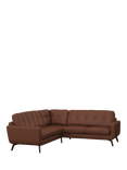 John Lewis Barbican 5+ Seater Corner Leather Sofa, Dark Leg