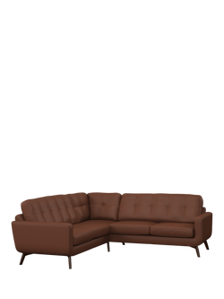 John Lewis Barbican 5+ Seater Corner Leather Sofa, Dark Leg, Matt Chestnut