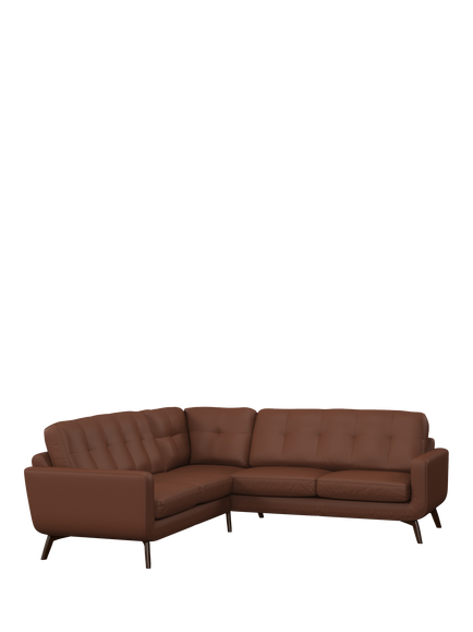 John Lewis Barbican 5+ Seater Corner Leather Sofa, Dark Leg, Matt Chestnut