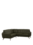 John Lewis Barbican 5+ Seater Corner Leather Sofa, Dark Leg, Demetra Green