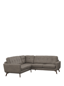 John Lewis Barbican 5+ Seater Corner Leather Sofa, Dark Leg, Demetra Grey