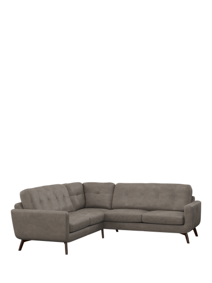 John Lewis Barbican 5+ Seater Corner Leather Sofa, Dark Leg, Demetra Grey