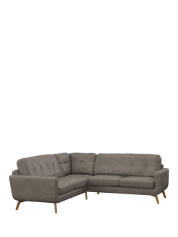 John Lewis Barbican Leather Corner Sofa, Light Leg, Demetra Grey