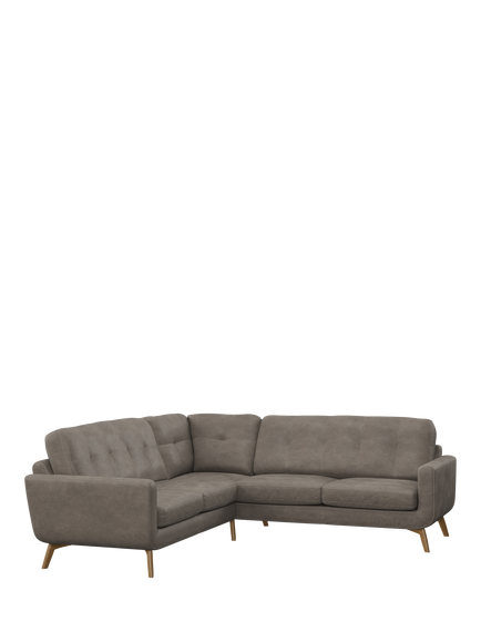 John Lewis Barbican Leather Corner Sofa, Light Leg, Demetra Grey
