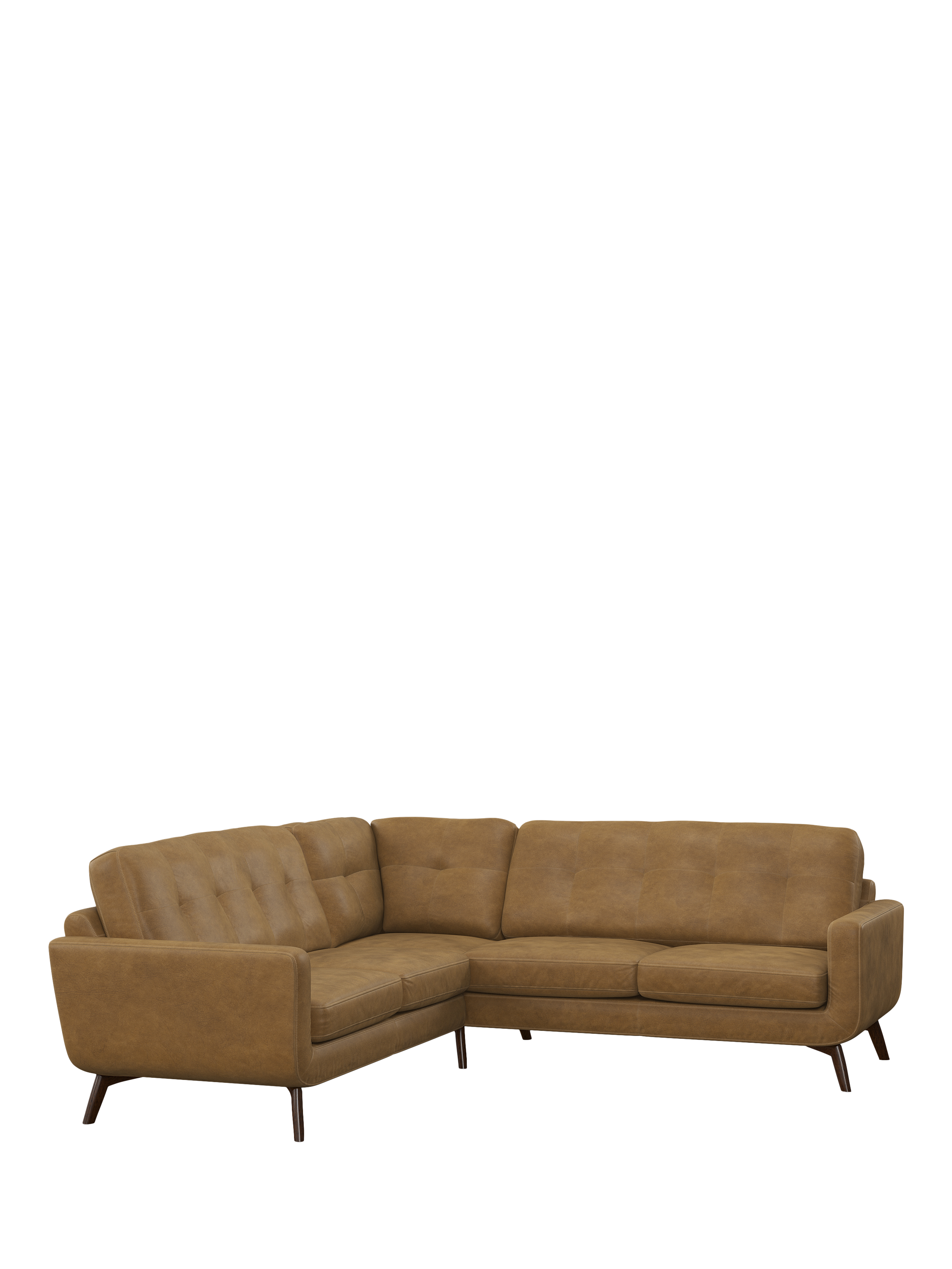Barbican Range, John Lewis Barbican 5+ Seater Corner Leather Sofa, Dark Leg, Demetra Light Tan