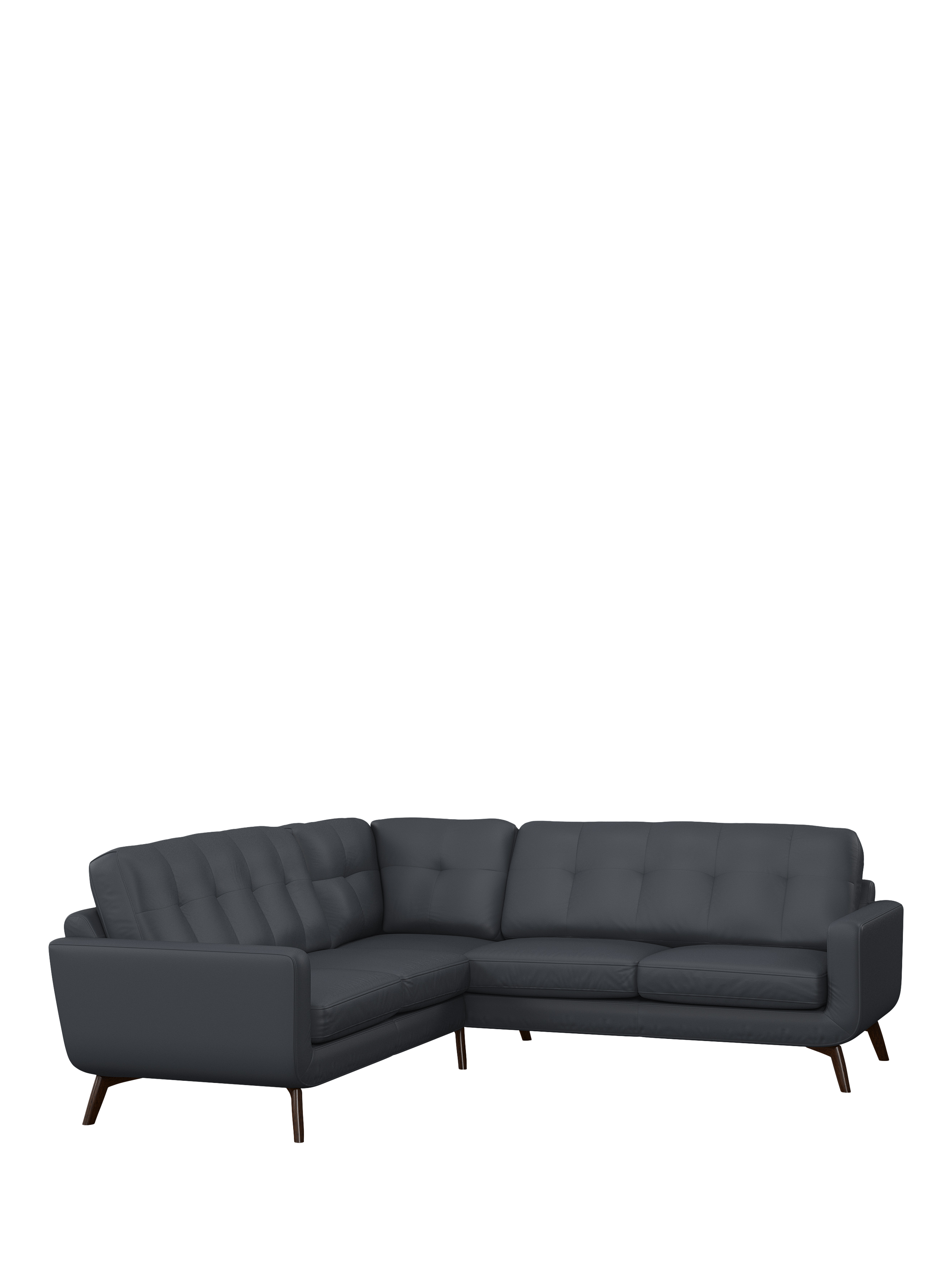 Barbican Range, John Lewis Barbican 5+ Seater Corner Leather Sofa, Dark Leg, Matt Navy