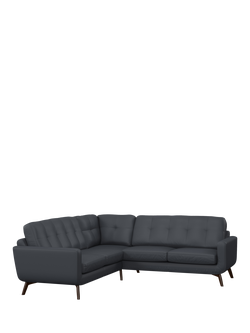 John Lewis Barbican 5+ Seater Corner Leather Sofa, Dark Leg, Matt Navy
