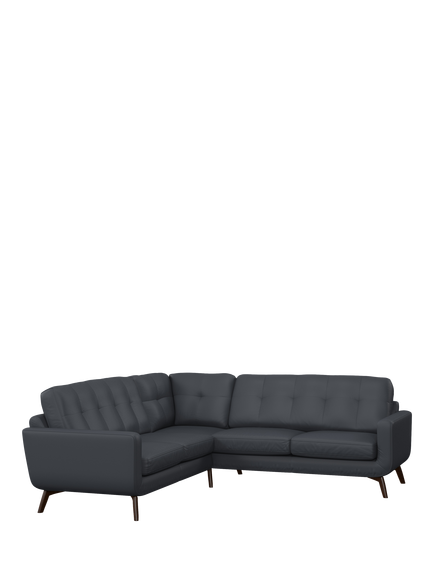 John Lewis Barbican 5+ Seater Corner Leather Sofa, Dark Leg, Matt Navy