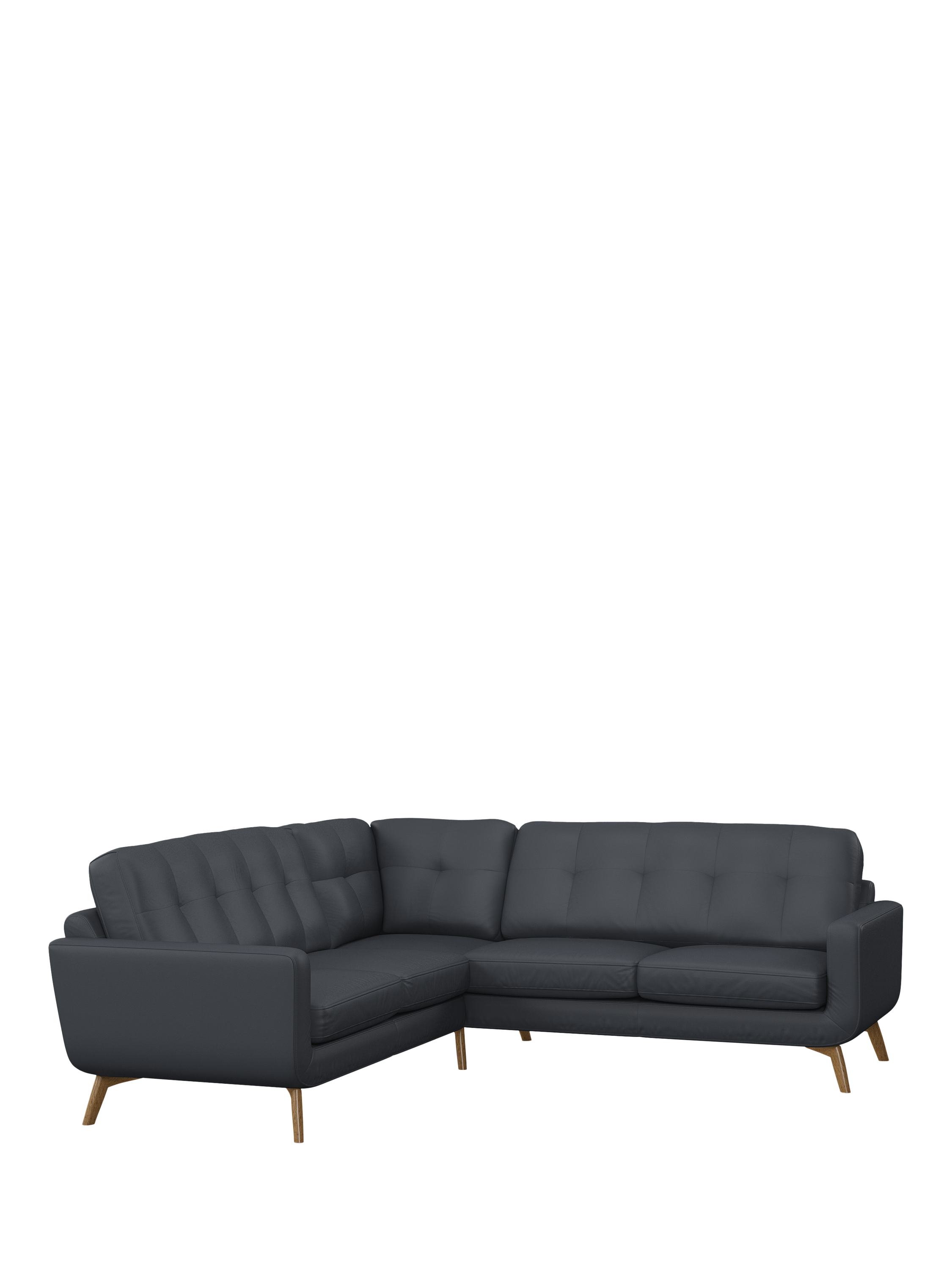 Barbican Range, John Lewis Barbican Leather Corner Sofa, Light Leg, Matt Navy