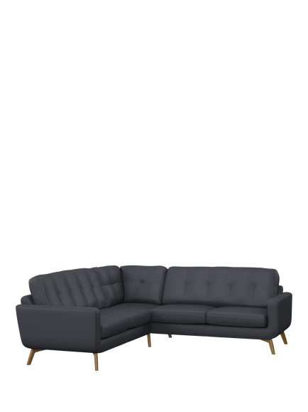 John Lewis Barbican Leather Corner Sofa, Light Leg, Matt Navy
