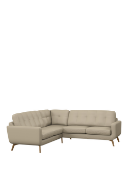 John Lewis Barbican Leather Corner Sofa, Light Leg, Matt Pearl