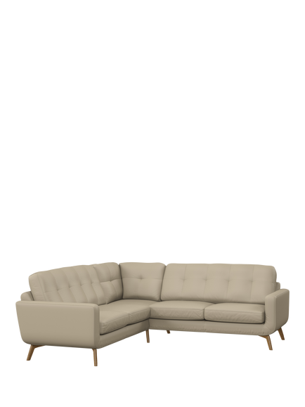 John Lewis Barbican Leather Corner Sofa, Light Leg, Matt Pearl