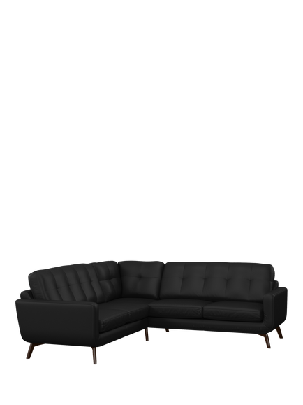 John Lewis Barbican 5+ Seater Corner Leather Sofa, Dark Leg, Matt Black