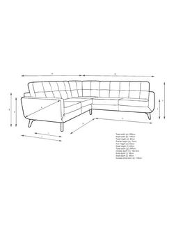 John Lewis Barbican 5+ Seater Corner Leather Sofa, Dark Leg - view 2, Matt Black